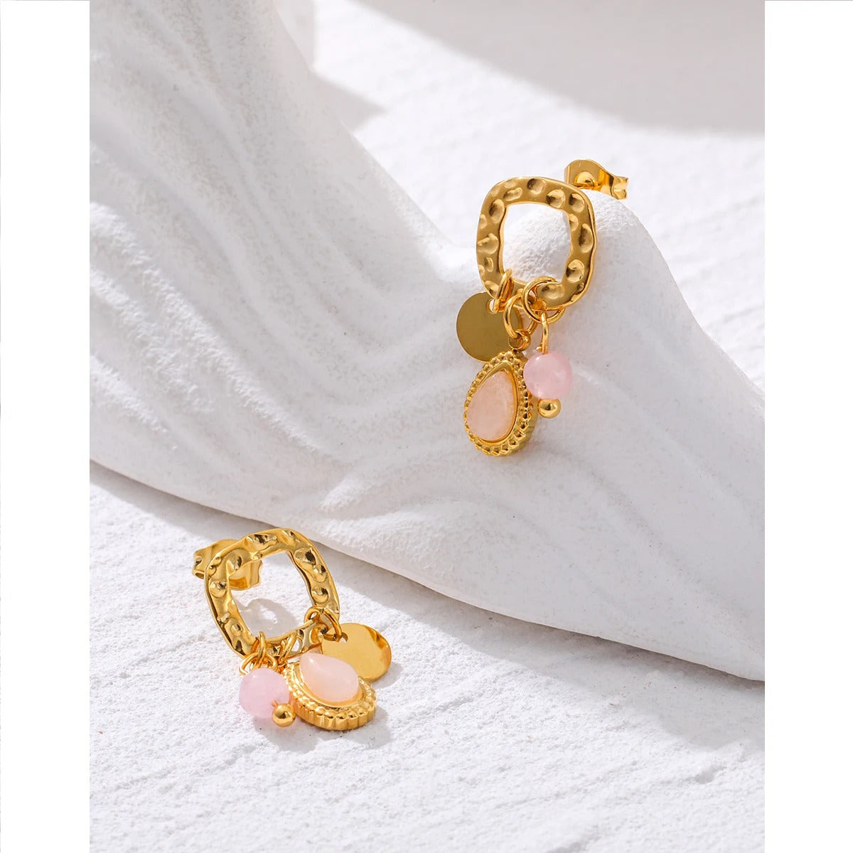 PINK BLOSSOM EARRINGS - GOLD