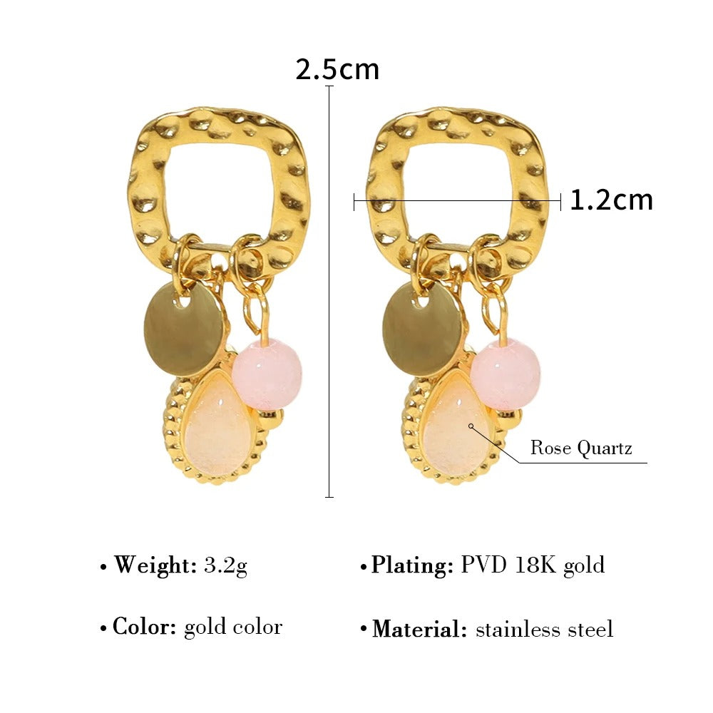 PINK BLOSSOM EARRINGS - GOLD