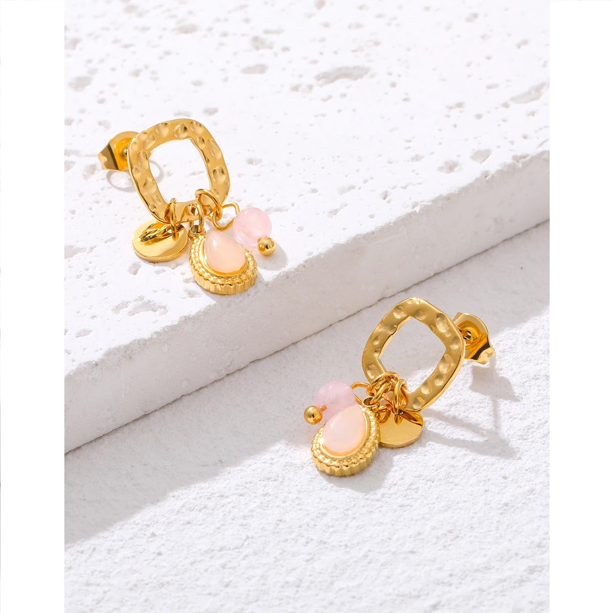 PINK BLOSSOM EARRINGS - GOLD