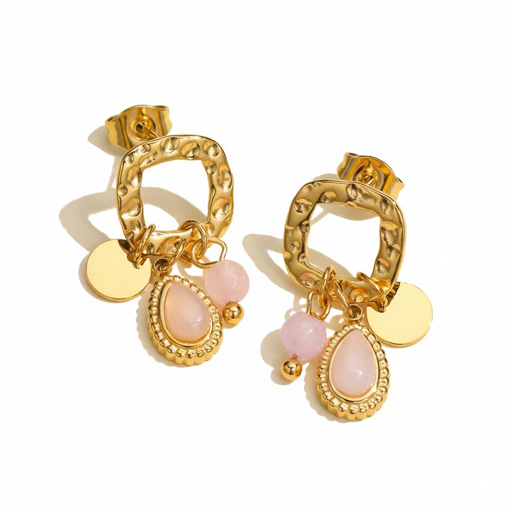PINK BLOSSOM EARRINGS - GOLD