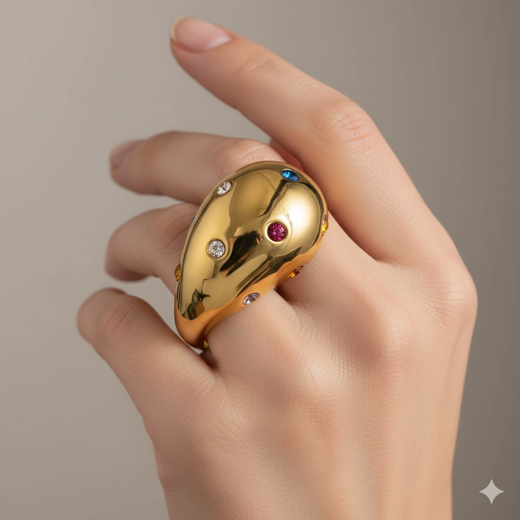 COLOR LINE RING - GOLD
