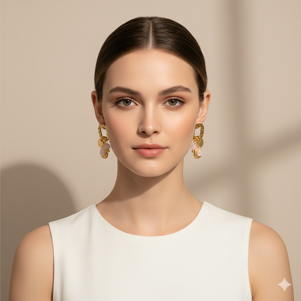 PINK BLOSSOM EARRINGS - GOLD