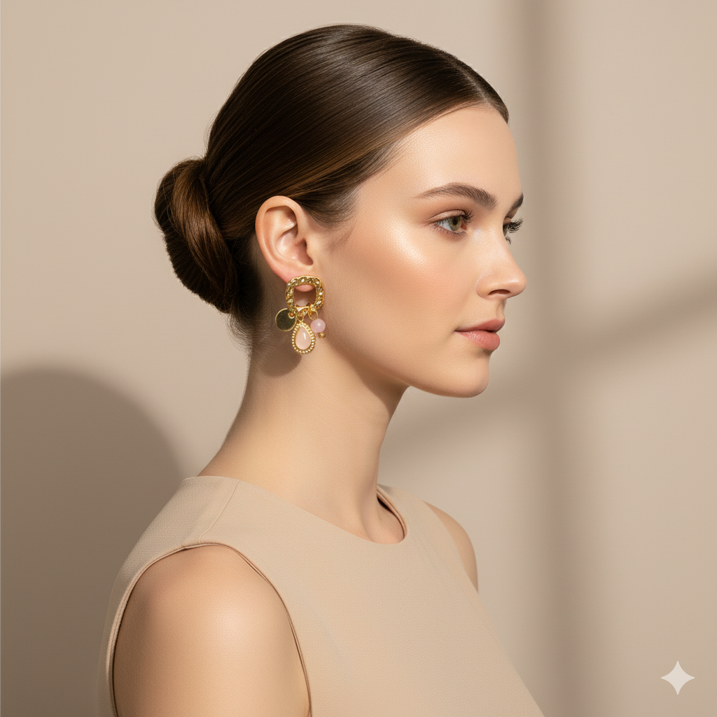PINK BLOSSOM EARRINGS - GOLD