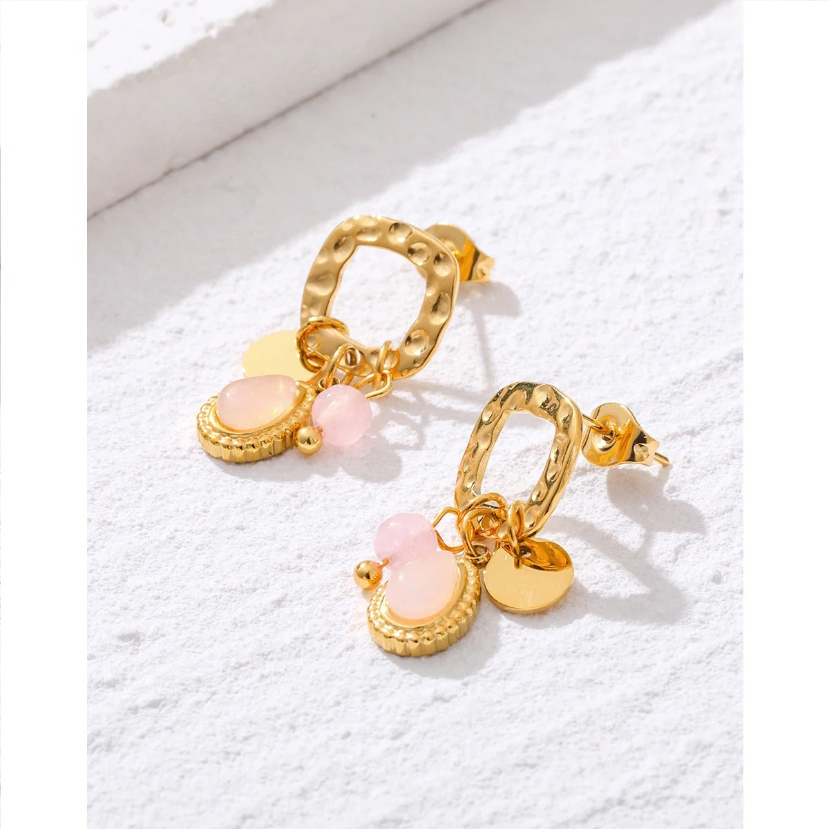 PINK BLOSSOM EARRINGS - GOLD