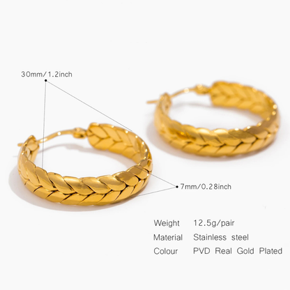 WHEAT HOOP EARRINGS - GOLD