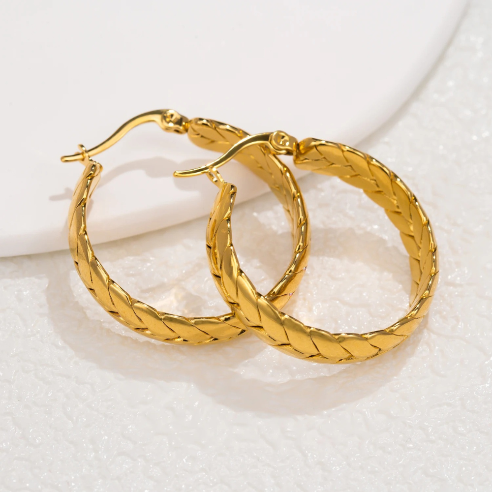 WHEAT HOOP EARRINGS - GOLD
