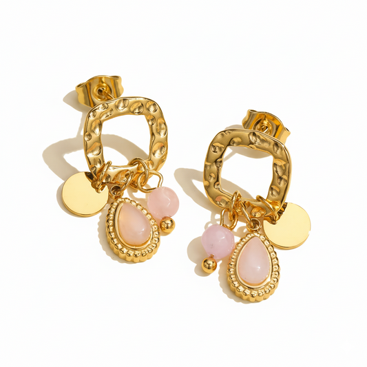 PINK BLOSSOM EARRINGS - GOLD