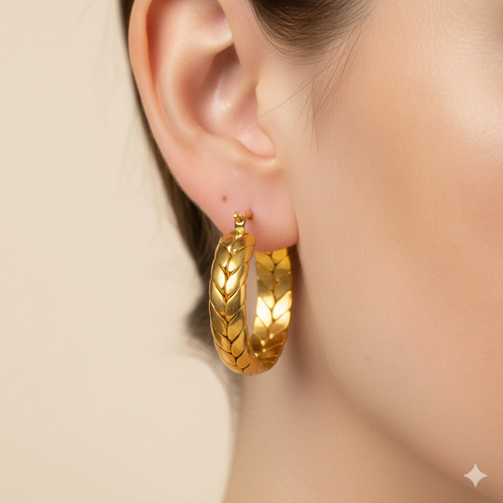 WHEAT HOOP EARRINGS - GOLD