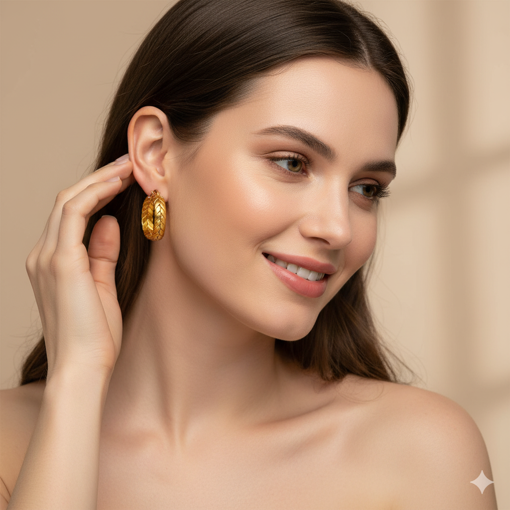 WHEAT HOOP EARRINGS - GOLD